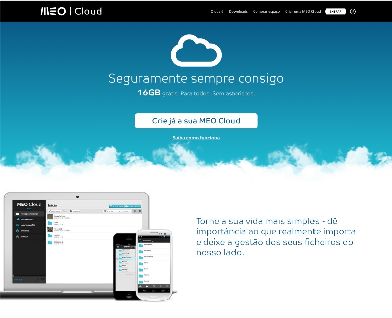 Meo CLoud homepage